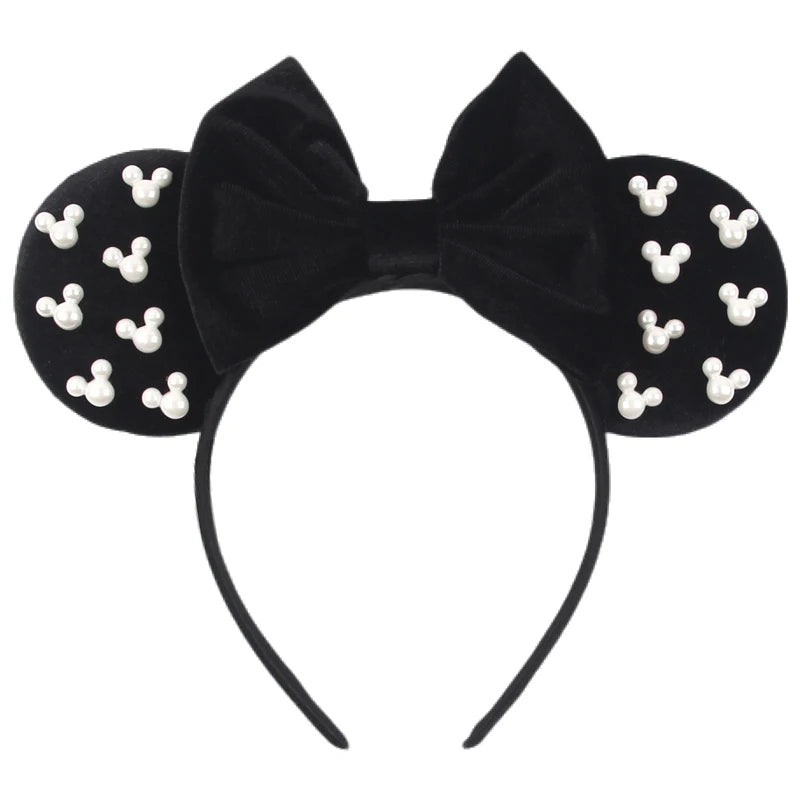 Mouse Ears Headband – Velvet Bow Hair Accessory