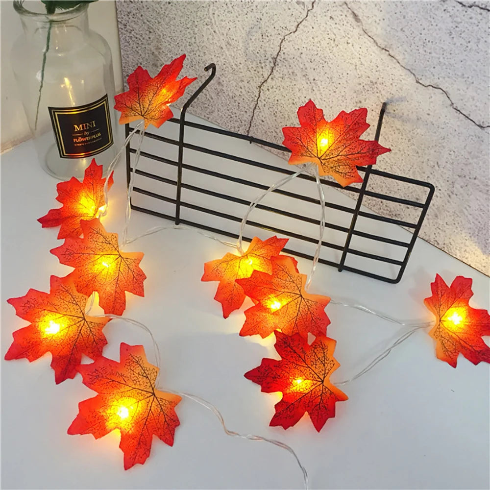 Halloween Maple Leaf String Lights for Fall & Thanksgiving Decor