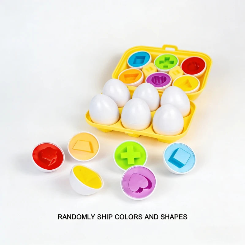 Color and Shape Matching Toy – Geometric Egg Sorting Set
