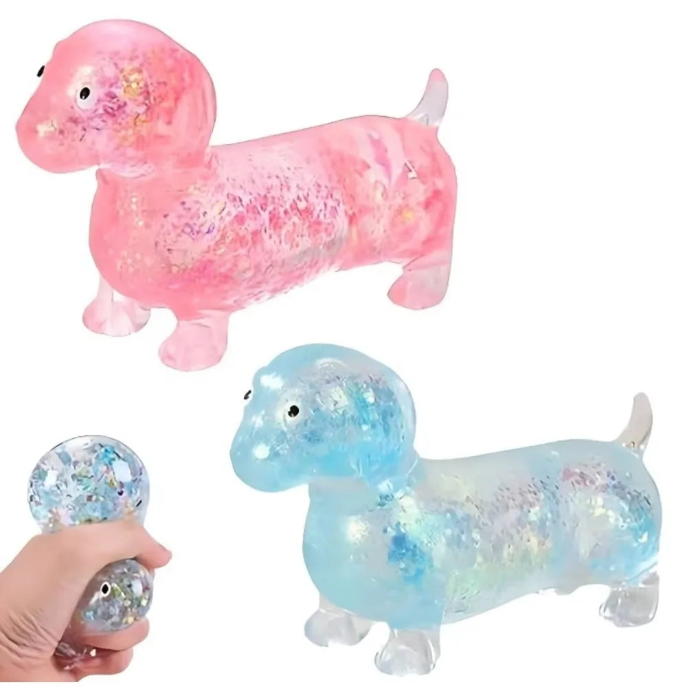 Glitter Sausage Dog Squishy – Slow-Rising Puppy Stress Toy