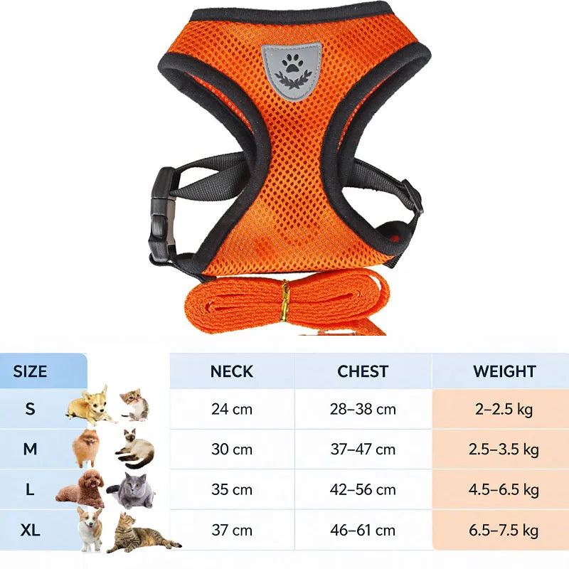 Cat Harness and Leash Set – Escape-Resistant Reflective Vest