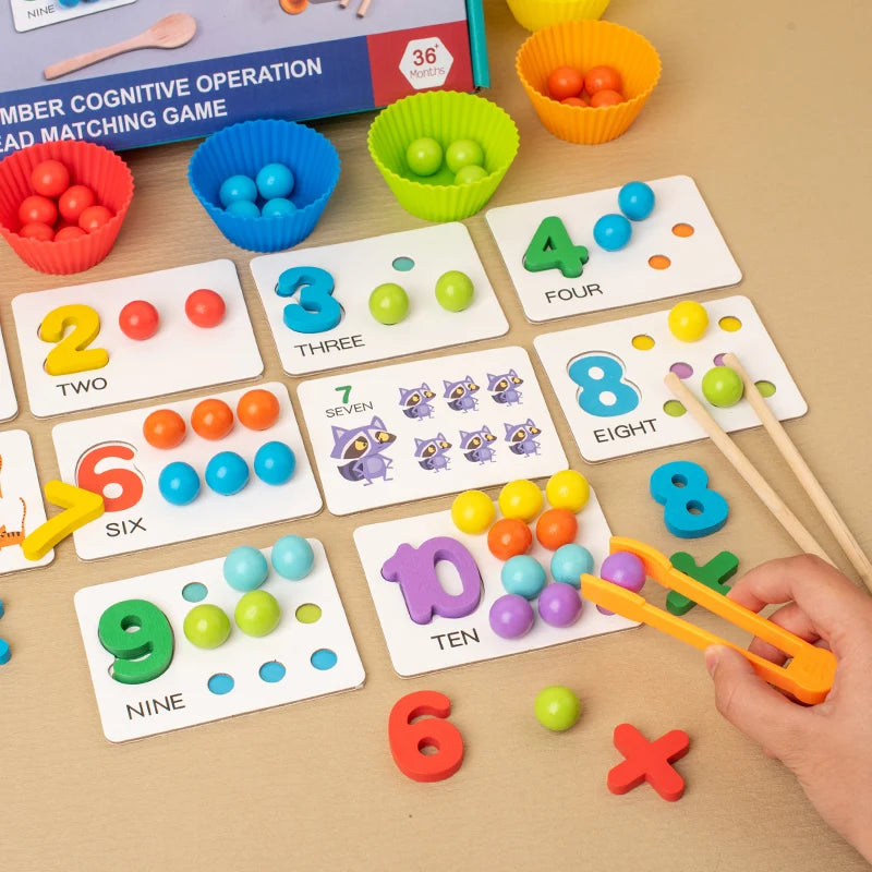Wooden Sorting Beads Toy – Montessori Bowl Activity Set