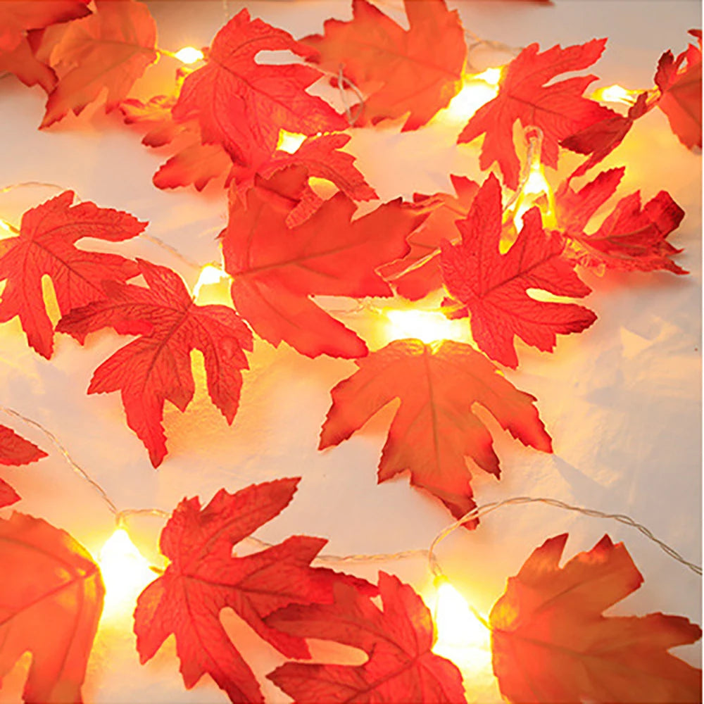 Halloween Maple Leaf String Lights for Fall & Thanksgiving Decor