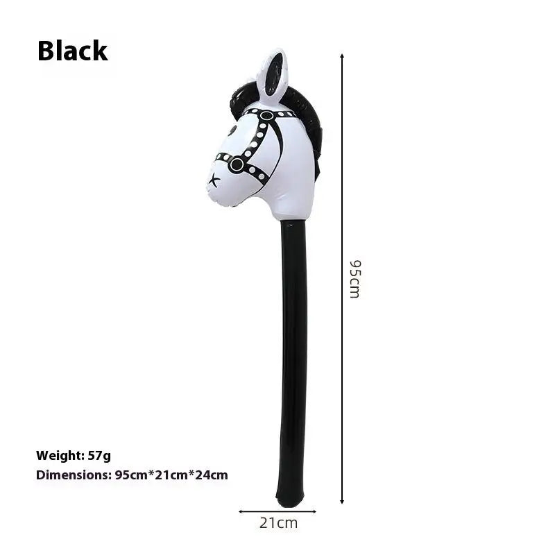 Inflatable Horse Head Stick Toy for Western & Halloween Parties