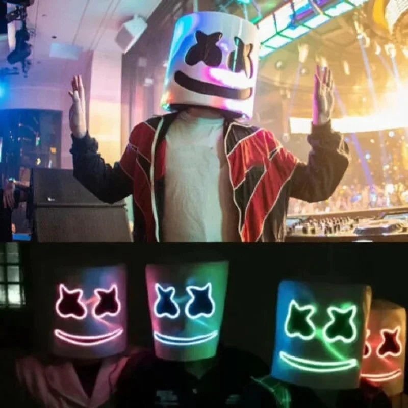 LED Halloween Mask – Light-Up DJ Costume Helmet