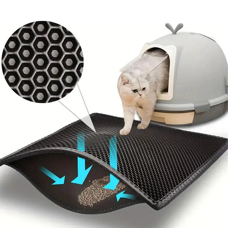 Double-Layer EVA Cat Litter Mat for Litter Tracking