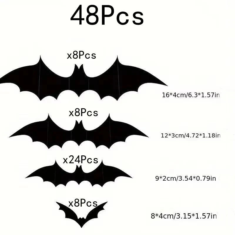 12-Pack 3D Halloween Bat Wall Stickers for Home & Party Decor
