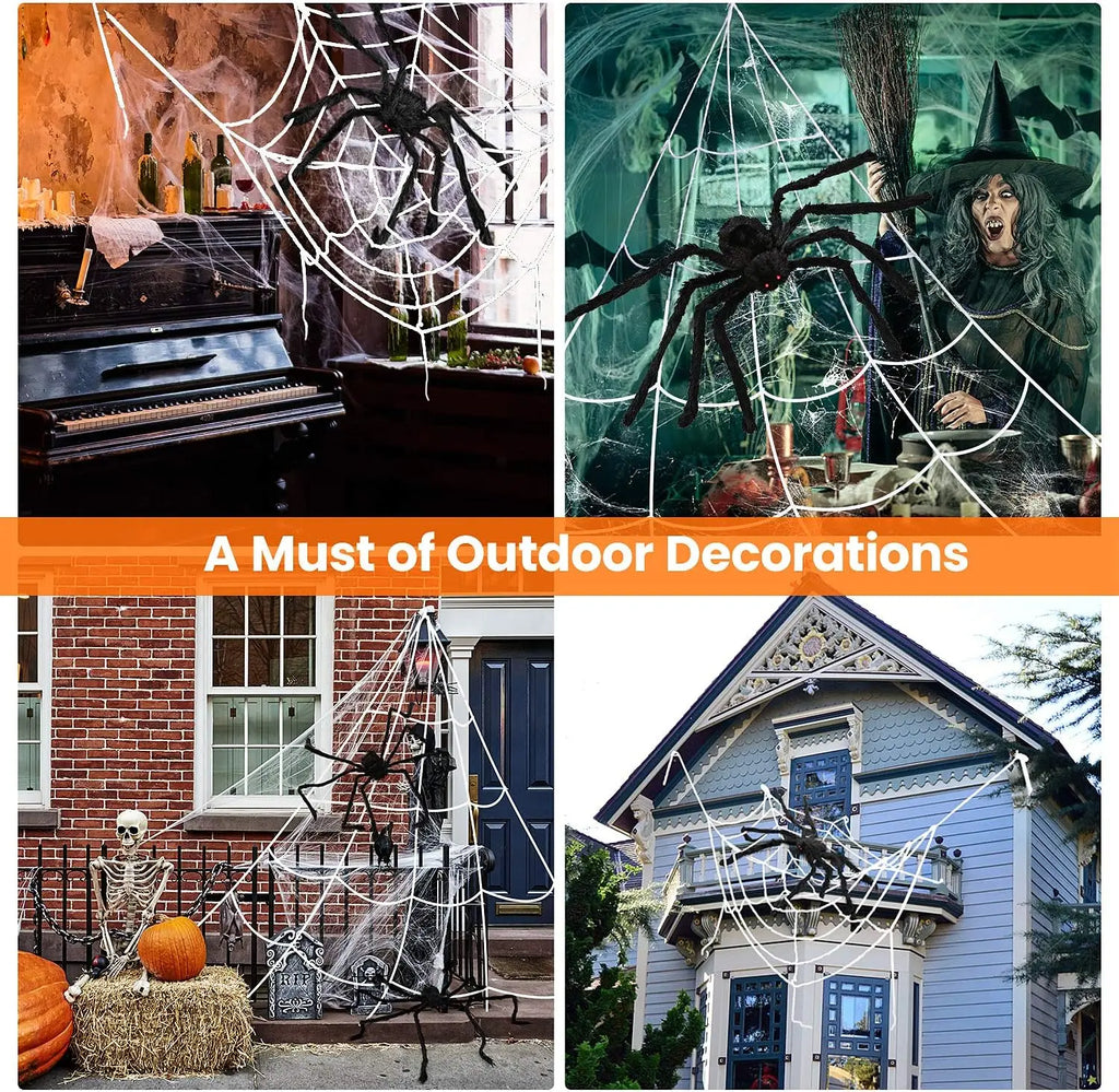 Giant Plush Halloween Spider Decoration, 30–200 cm