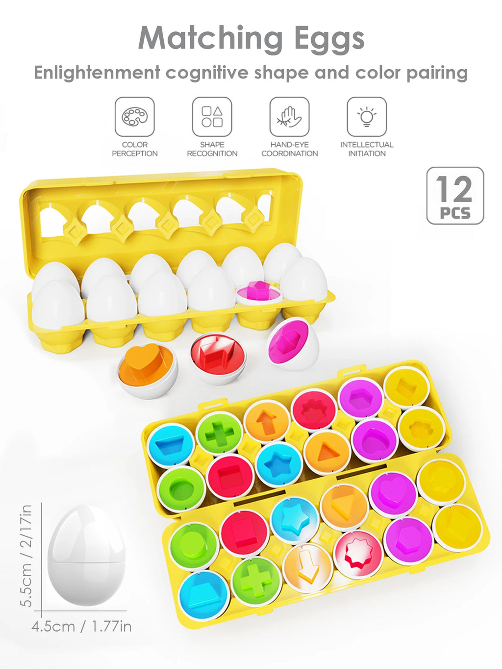 Color Matching Eggs Toy – Montessori Shape Learning Set