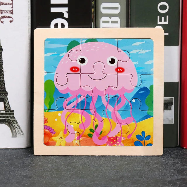 Wooden Animal Tangram Puzzle – 3D Cartoon Jigsaw