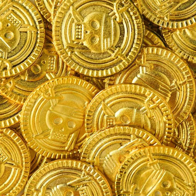 Plastic Pirate Gold Coins for Treasure Hunts & Party Favors