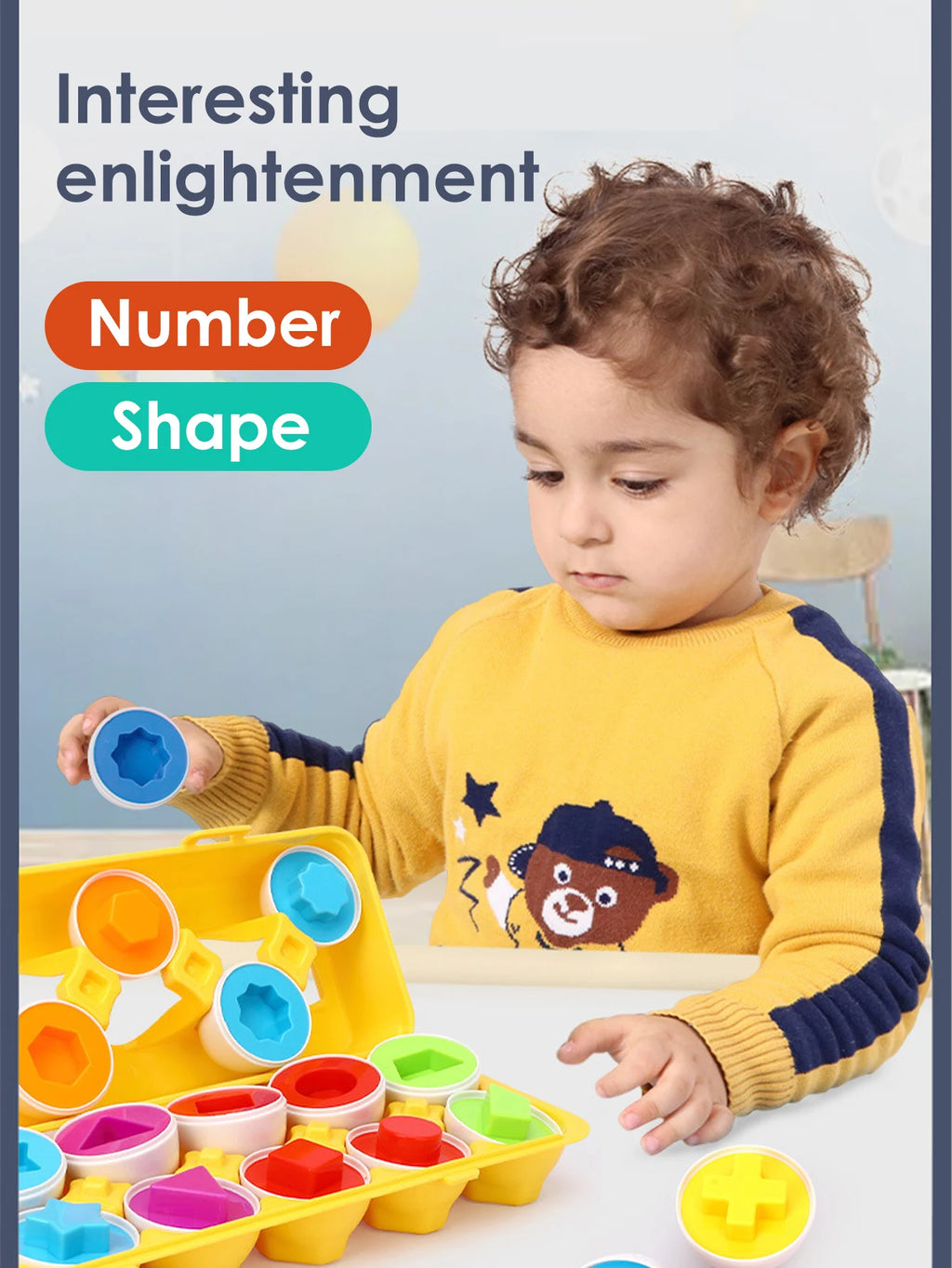 Color Matching Eggs Toy – Montessori Shape Learning Set