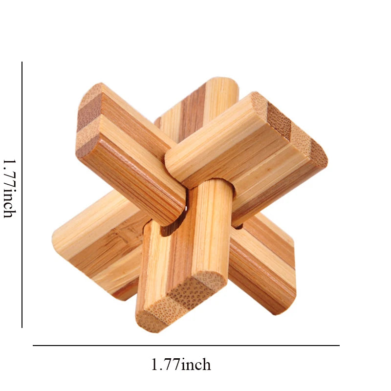Wooden Kong Ming Lock Puzzle – 3D Lu Ban Brain Teaser