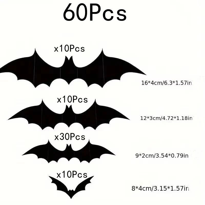 12-Pack 3D Halloween Bat Wall Stickers for Home & Party Decor