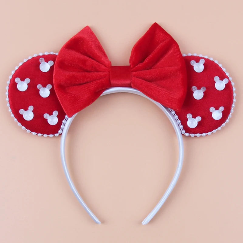 Mouse Ears Headband – Velvet Bow Hair Accessory