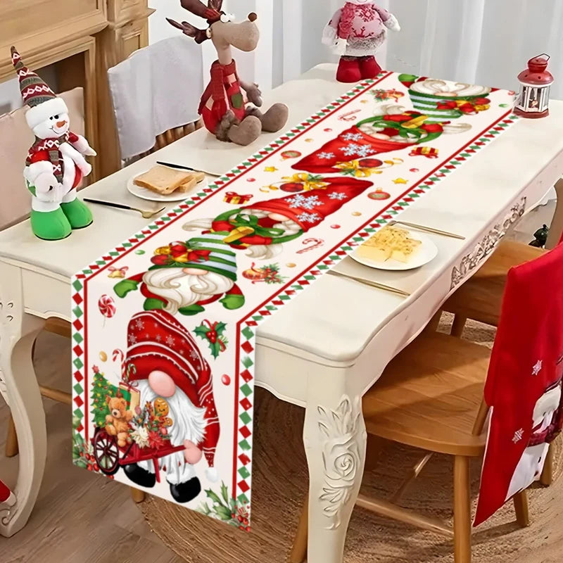 Santa Claus Christmas Table Runner – Holiday Table Decor