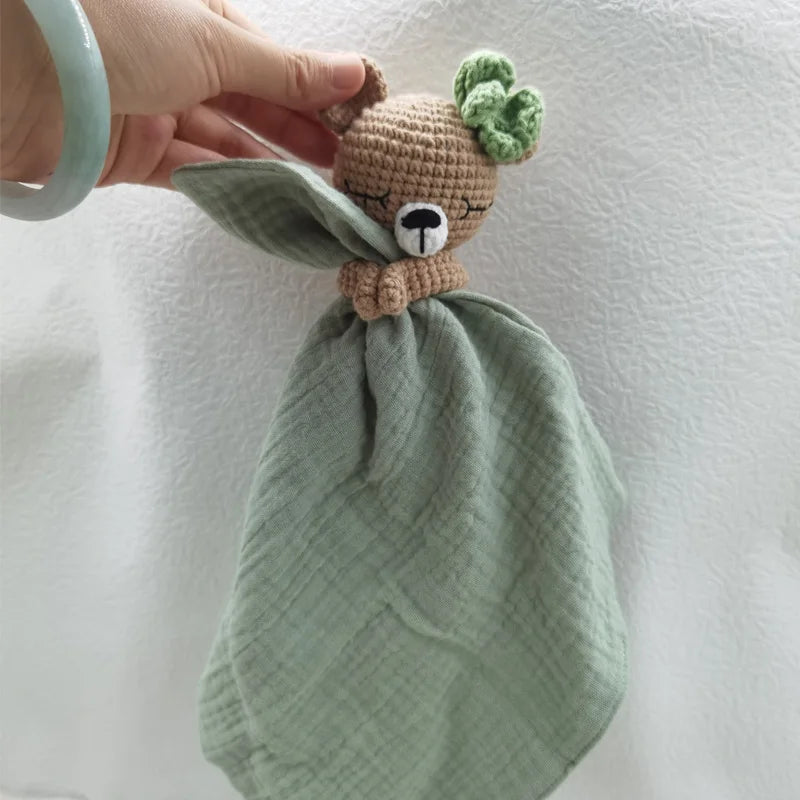 Crochet Soother Appease Towel Bib Soft Bunny Bear Sleeping Doll Teether Infants Comfort Sleeping Nursing Cuddling Doudou Blanket