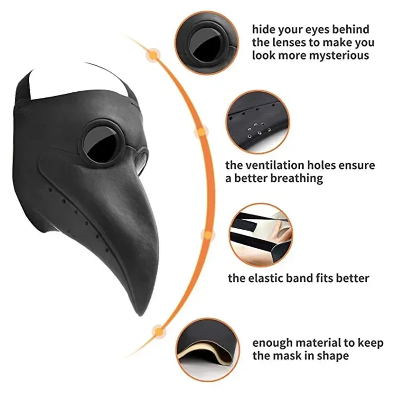 Plague Doctor Mask – Black Steampunk Halloween Costume