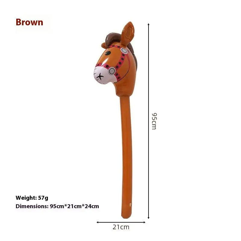 Inflatable Horse Head Stick Toy for Western & Halloween Parties