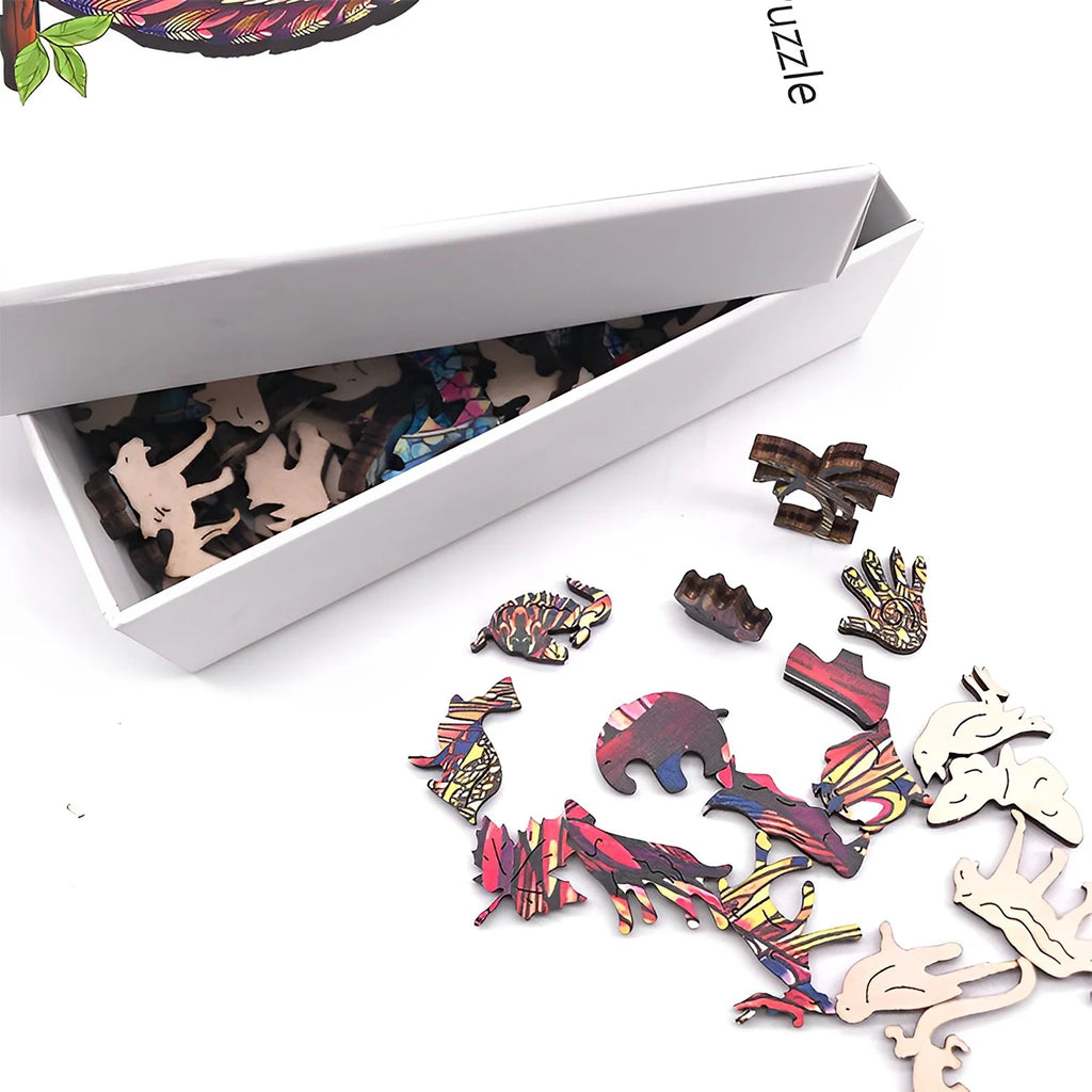 Cat Pattern Wooden Puzzle – Irregular Animal Jigsaw