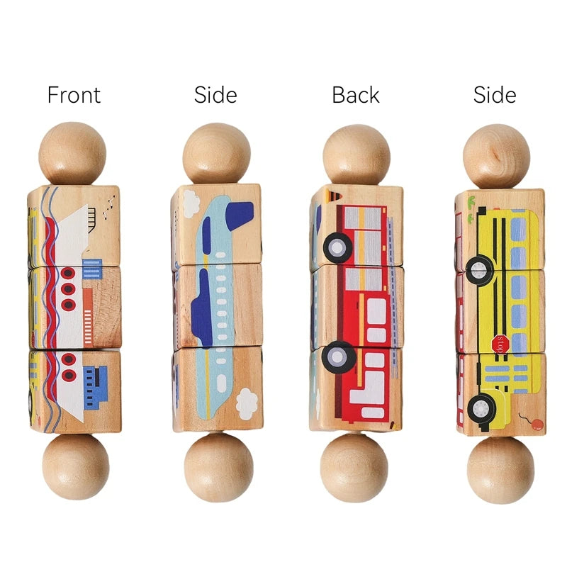 Wooden Baby Puzzle Toy – Rotating Rattle & Hand Bell