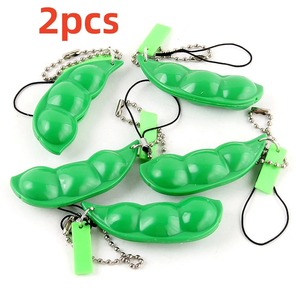 Edamame Fidget Toy Keychain Squeeze Pea Pod Stress Toy