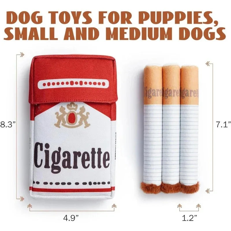 Funny Cigarette-Shaped Plush Dog Chew Toy – Soft Fleece