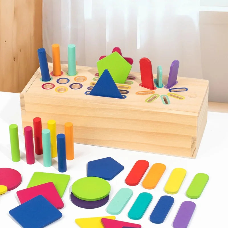 Wooden Geometric Shapes Toy – 3D Sorting Game