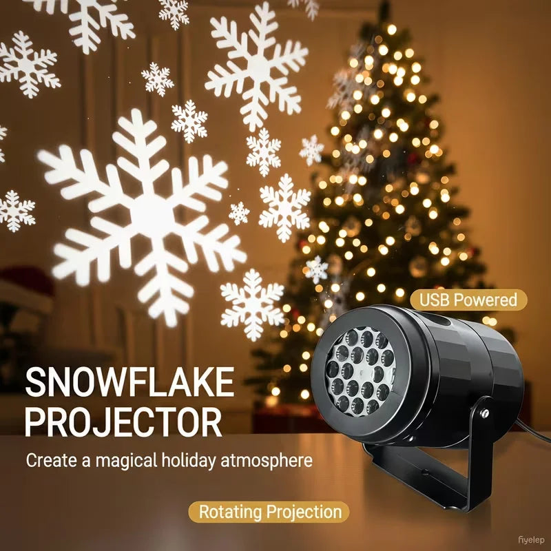 Snowflake Projector Light USB Rotating Christmas Decoration
