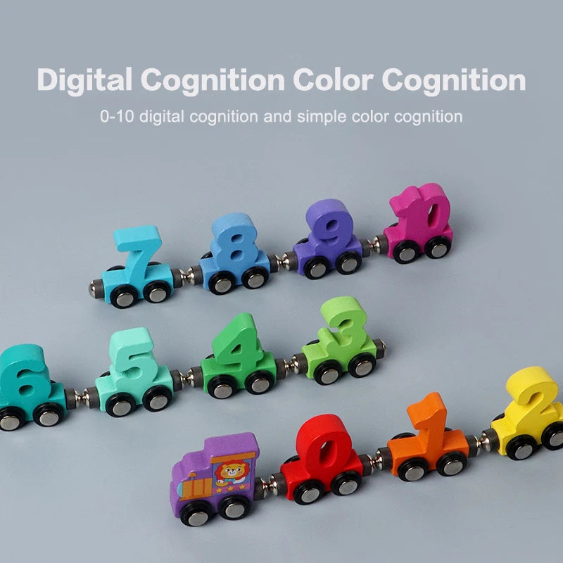 Wooden Magnetic Number Train Toy for Preschool Learning