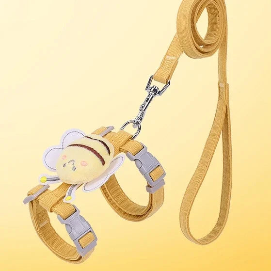 Cat Harness and Leash Set – Adjustable Bee Print Pet Gear