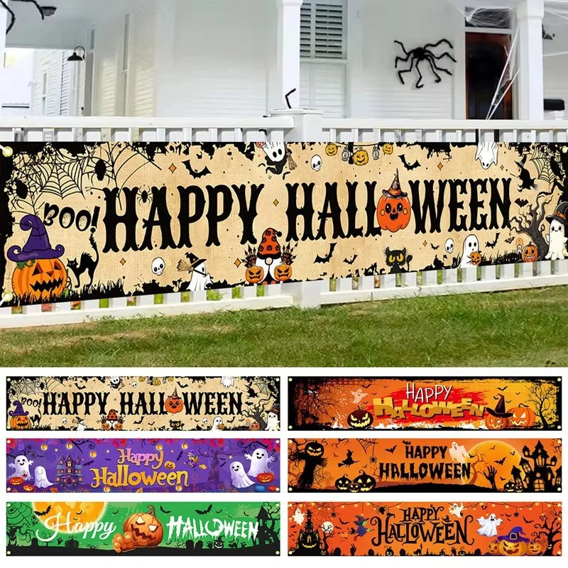 Halloween Ghost & Pumpkin Banner for Porch, Yard & Fence
