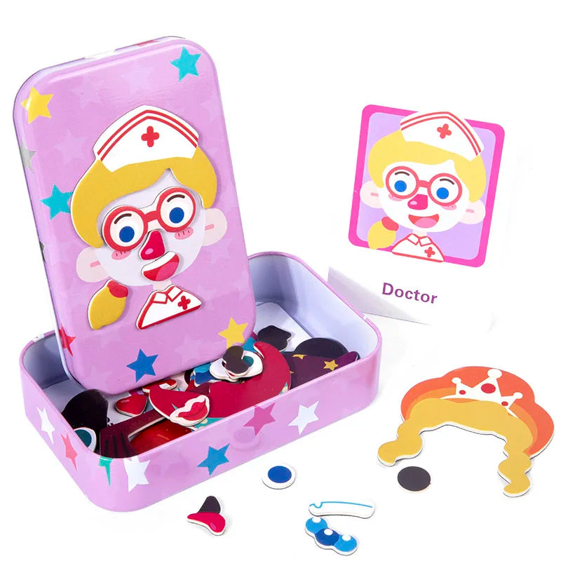 Magnetic Dress Up Puzzle Wooden Facial Expression Game