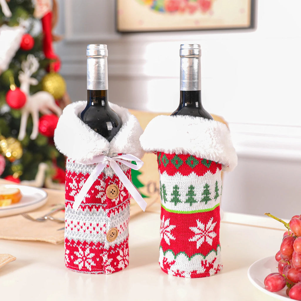 Christmas Wine Bottle Cover Festive Holiday Table Decor