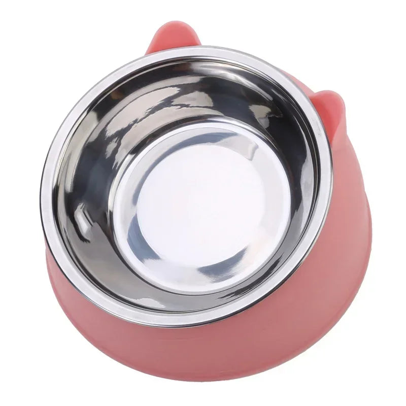 Stainless Steel Pet Bowl – 15° Inclined Double Feeder