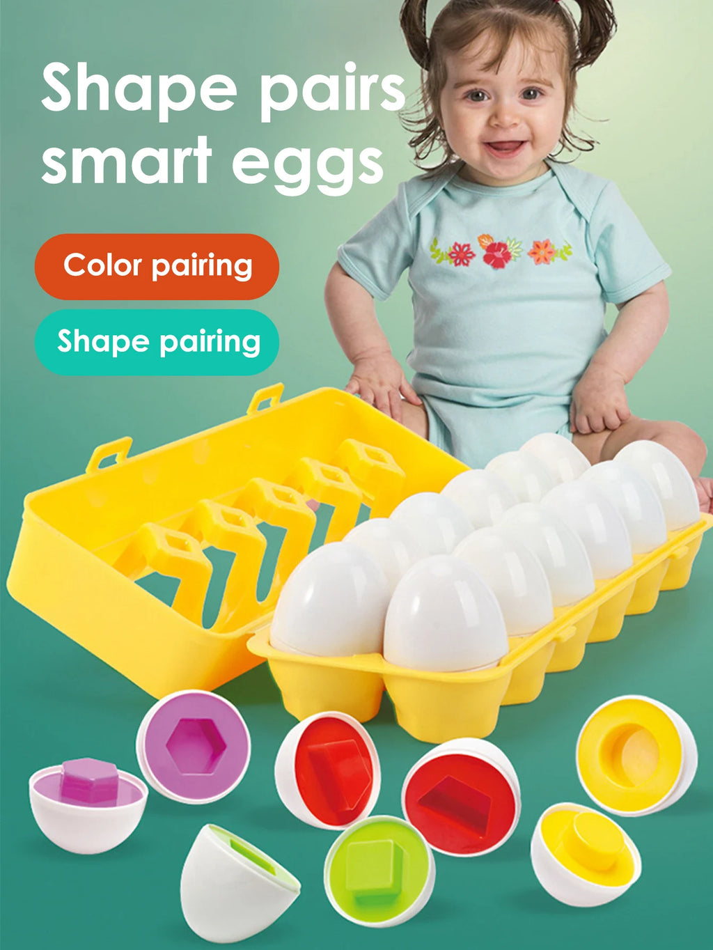 Color Matching Eggs Toy – Montessori Shape Learning Set