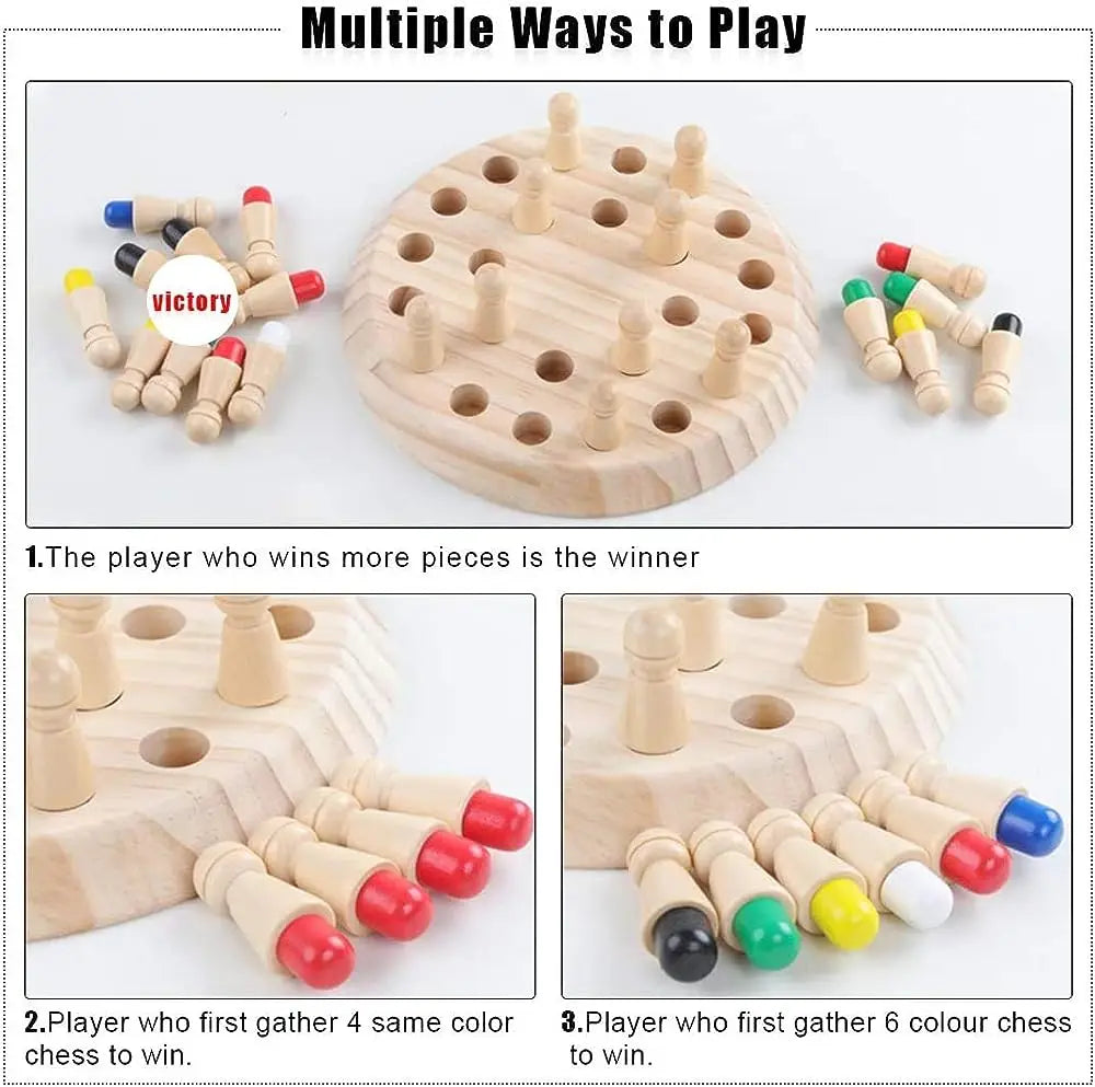 Wooden Memory Match Game – Color Matching Board Puzzle