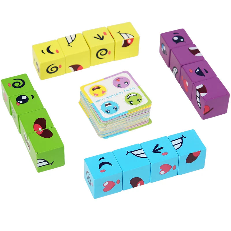 Wooden Expression Matching Game – Interactive Cube Puzzle
