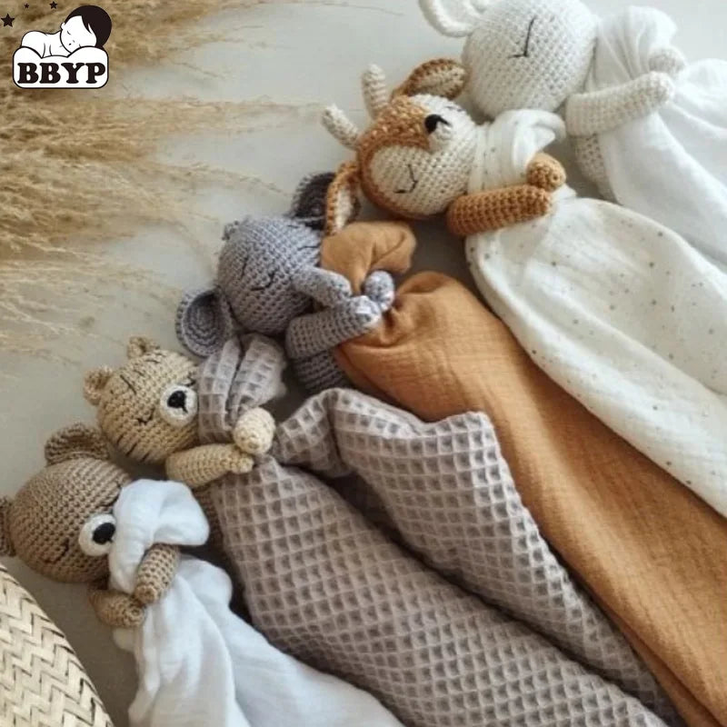 Crochet Soother Appease Towel Bib Soft Bunny Bear Sleeping Doll Teether Infants Comfort Sleeping Nursing Cuddling Doudou Blanket
