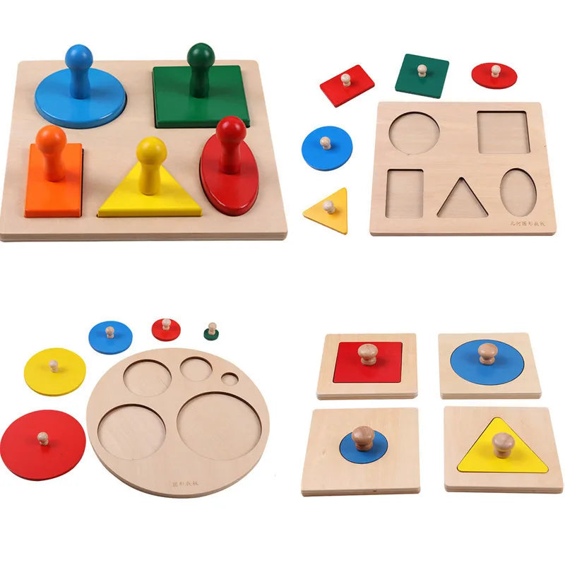 Montessori Sorting Puzzle Wooden Geometric Shape Learning Toy