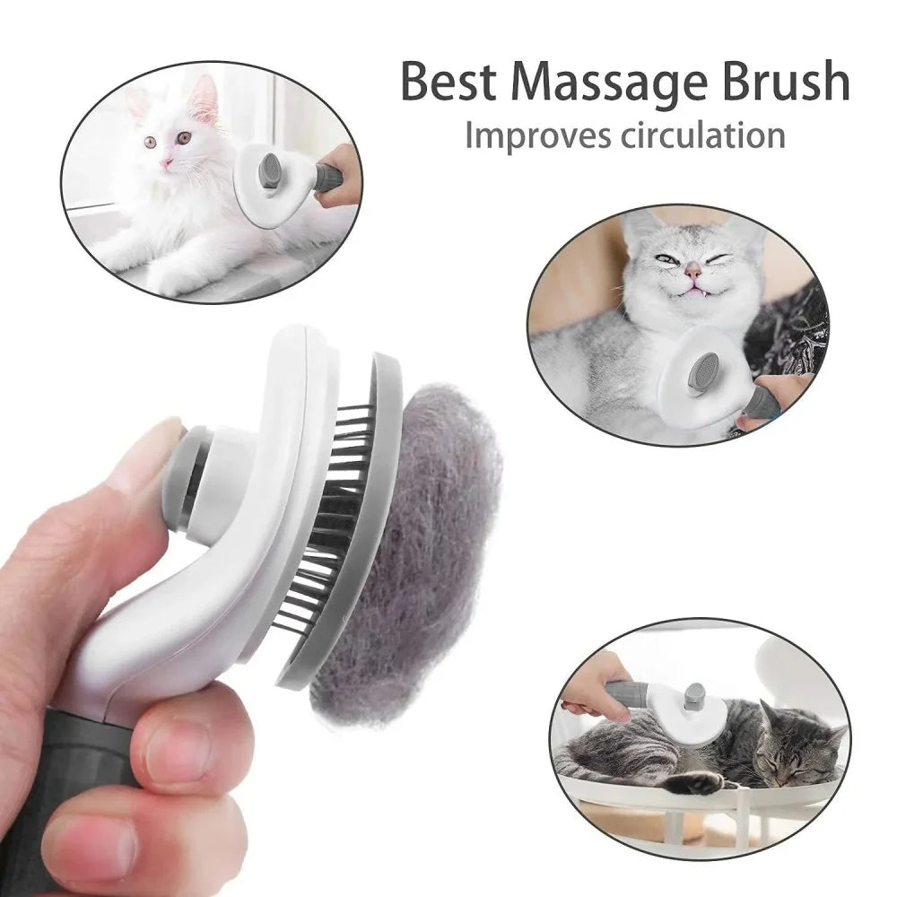 Self-Cleaning Pet Grooming Brush for Cats and Dogs