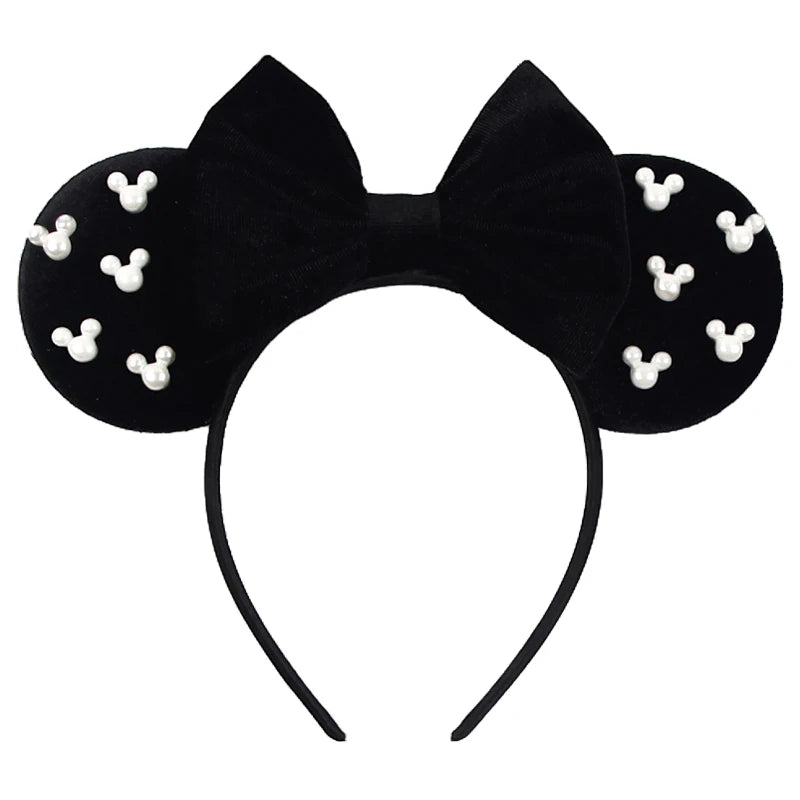 Mouse Ears Headband – Velvet Bow Hair Accessory