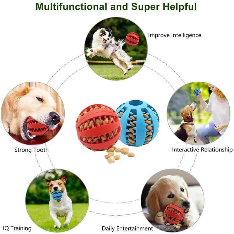 Rubber Dog Treat Ball – Chew Toy for Teeth Cleaning