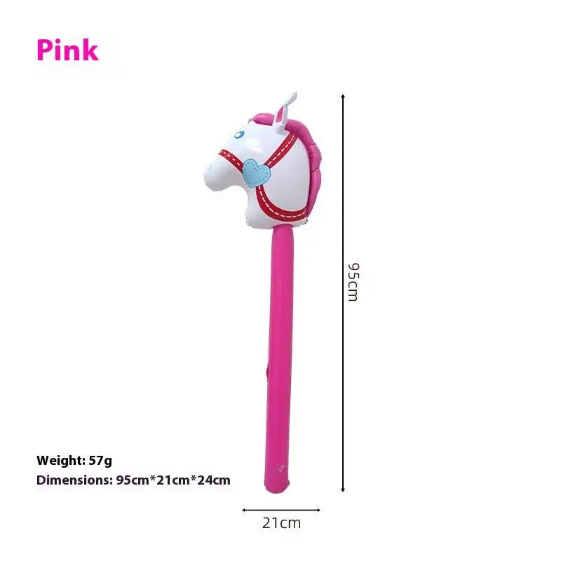 Inflatable Horse Head Stick Toy for Western & Halloween Parties