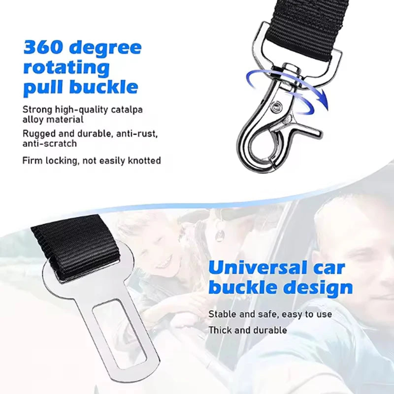Adjustable Dog Car Seat Belt with Shock-Absorbing Leash