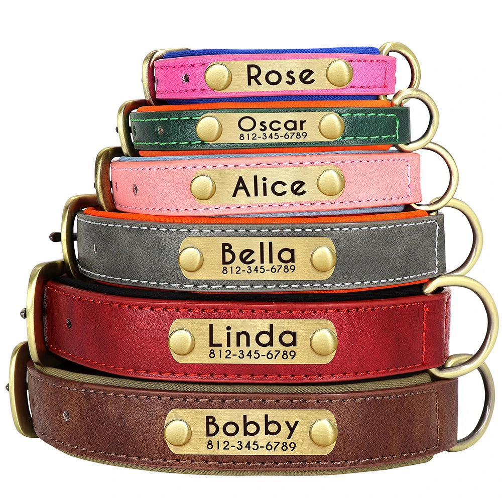 Personalized Dog Collar and Leash Set – PU Leather ID