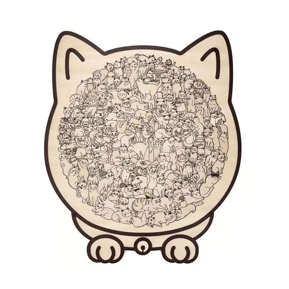 Cat Wooden Jigsaw Puzzle – 135-Piece Irregular Cat Shape