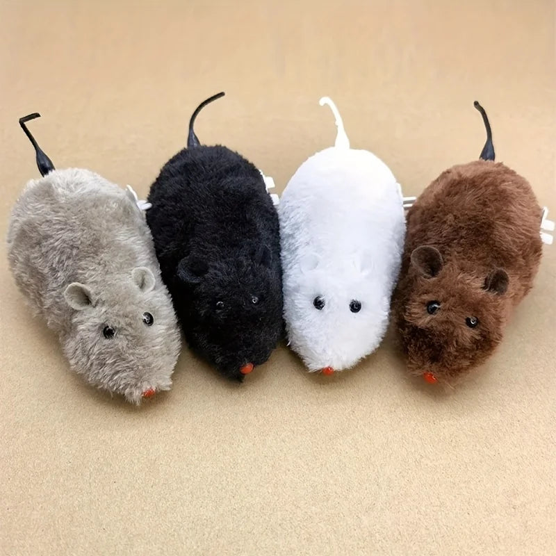 Wind-Up Mouse Cat Toy – Plush Mechanical Moving Mouse