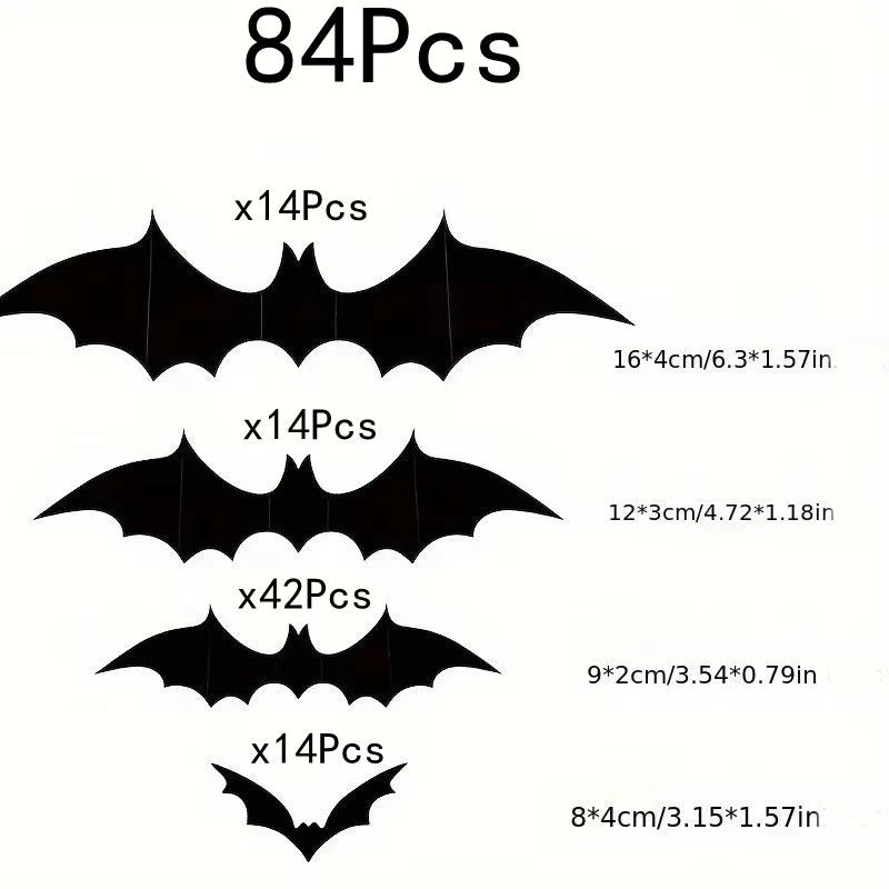 12-Pack 3D Halloween Bat Wall Stickers for Home & Party Decor