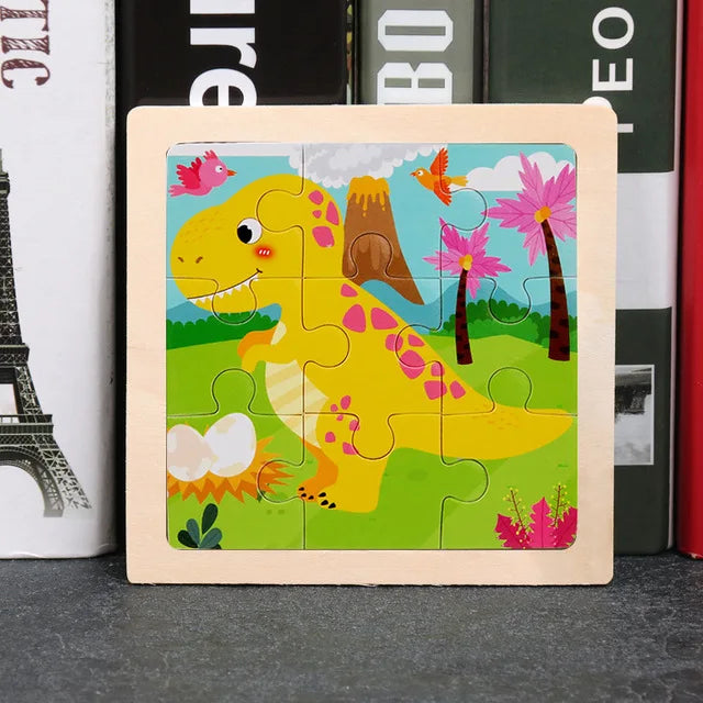 Wooden Animal Tangram Puzzle – 3D Cartoon Jigsaw